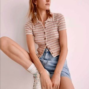 Madewell Barbrook Button-Front Sweater Polo in Stripe size M